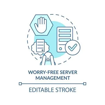 Worry free server management turquoise concept icon Stock Illustration