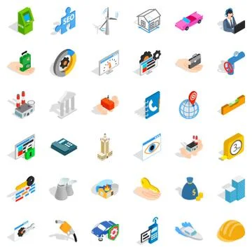 Worry icons set, isometric style Stock Illustration