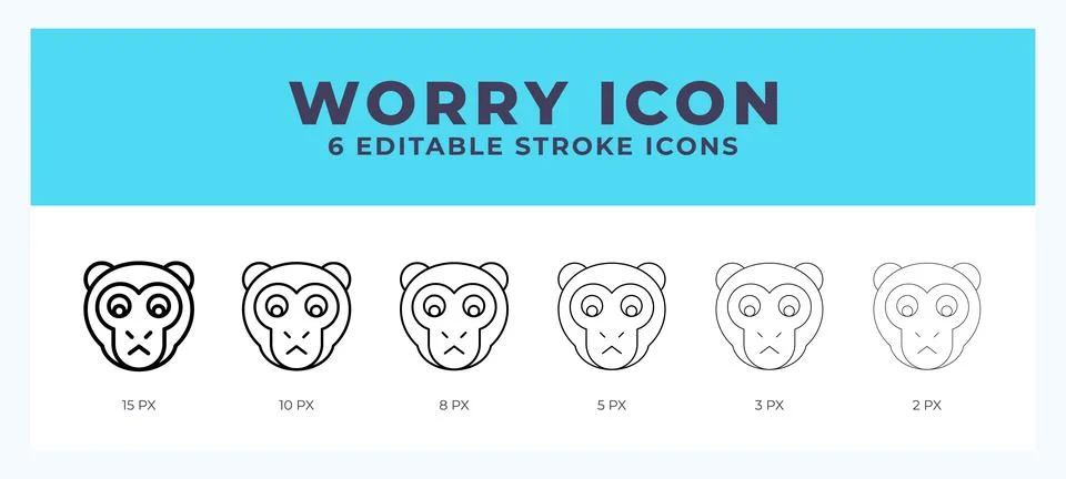 Worry monkey icon symbol. Isolated. Vector illustration with editable stroke. Stock Illustration