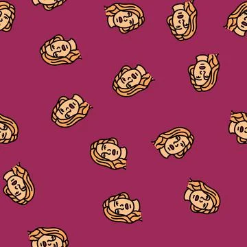 Worry woman expression vector seamless pattern Illustrazione stock