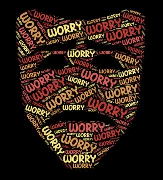 Worry Word Indicates Ill At Ease And Concern Stock Illustration