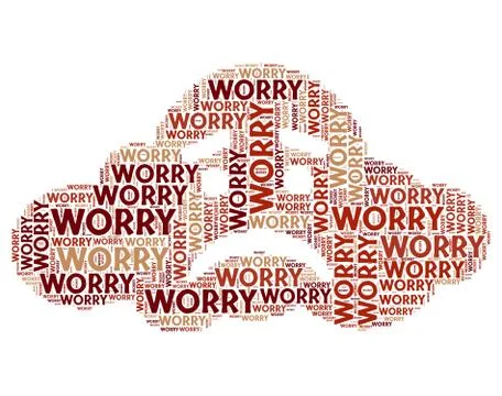 Worry Word Indicates Ill At Ease And Bothered Stock Illustration