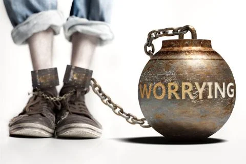 Worrying can be a big weight and a burden with negative influence - Worrying  Stock Illustration