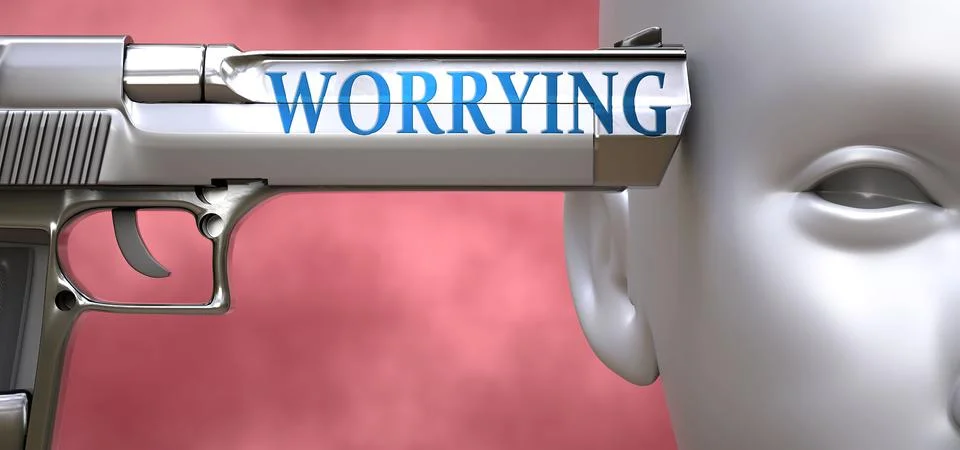 Worrying can be dangerous or deadly for people - pictured as word Worrying on Stock Illustration