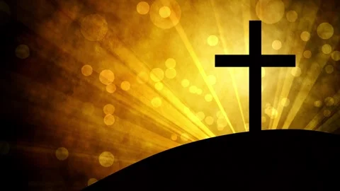 Worship Cross and Light Rays Stock Footage 317840374
