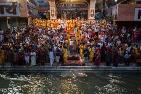 Worship of the Ganges Foto stock