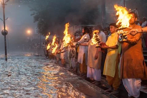 Worship of Ganges Stock Photos