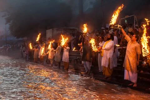 Worship of Ganges Stock Photos