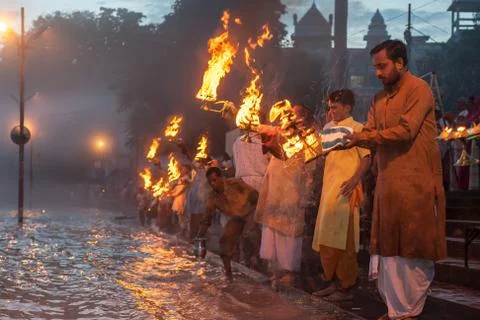 Worship of Ganges Stock Photos