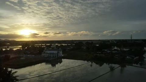 Worship Place Mosque Sun Reflection Paddy Permatang Bogak Kepala Batas Penang Video stock 230940031