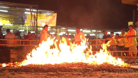 Worshipper Burn Hell Notes As Offering After Charcoal Fire Walking Ceremony Stock Footage 85405338