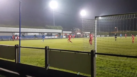 The worst miss Ive ever seen - footballers open-goal howler from two yards Stock Footage 109266870