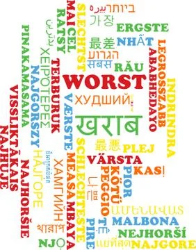 Worst multilanguage wordcloud background concept Stock Illustration
