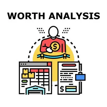 Worth analysis evaluating business assets and financial investments Stock Illustration