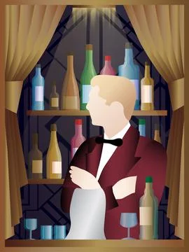 Worth the bartender. Bar in the background Stock Illustration