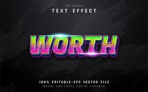 Worth text, 3d gradient style text effect Stock Illustration