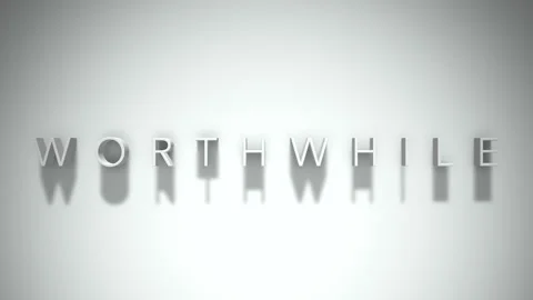 Worthwhile 3D title animation with shadows on a white background Stock Footage 297512521