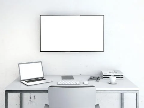 Wotkplace with large screen イラスト素材