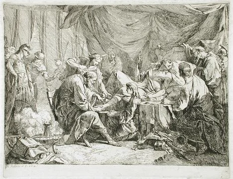 Wounded Antiochus after His Fall Dictating His Will. Nel Hall (France, Pari.. Stock Illustration