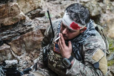 Wounded army ranger Stock Photos