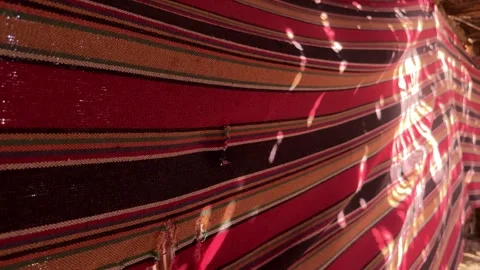 Woven Arabic textile made of camel wool video slow motion Stock Footage 294188494
