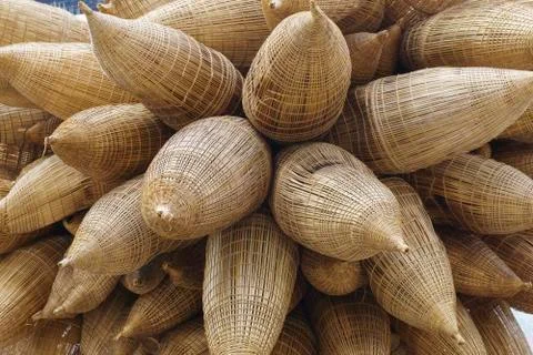 Woven bamboo baskets Stock Photos
