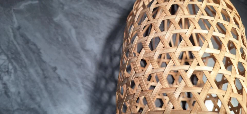 Woven Bamboo Basketwork with Hexagonal Pattern . Stock Photos