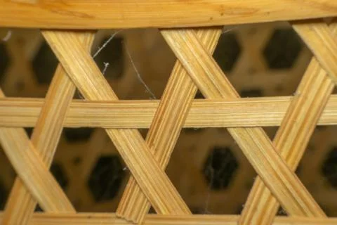 Woven Bamboo Pattern Macro Texture Stock Photos