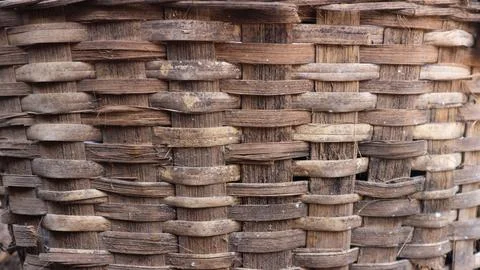 Woven bamboo texture background. wickerwork. Stock Photos