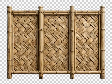 Woven bamboo wall panel texture background isolated on transparent background Stock Photos