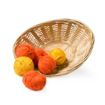 Woven basket with threads. Stock Photos