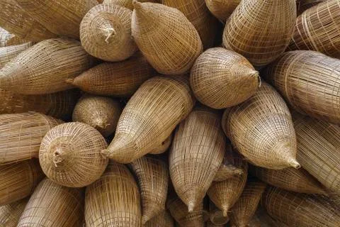 Woven baskets background Stock Photos