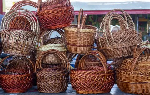 Woven baskets of handmade Stock Photos