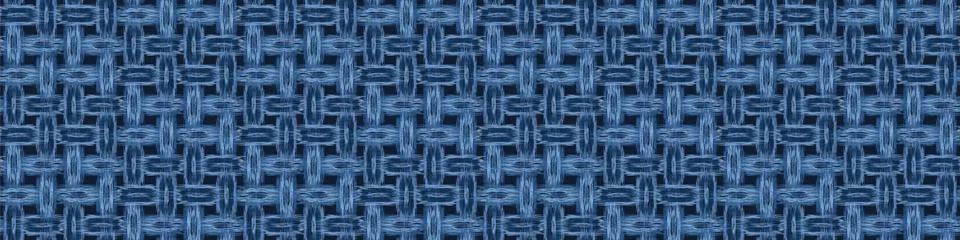 Woven Boro Patch Linen Vector Border Pattern. Asian Seamless Trim Background in Stock Illustration