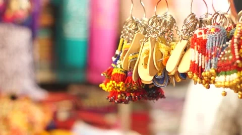 Woven cloth earrings 스톡 동영상 54260904