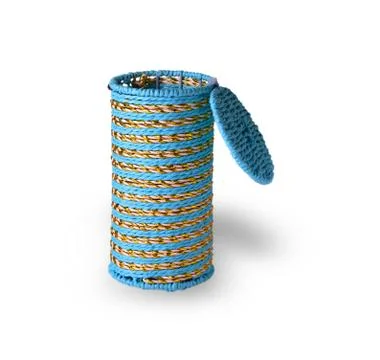 Woven cylindrical open box Stock Photos