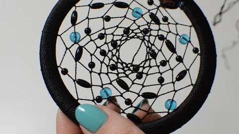 Woven dreamcatcher with feathers Stock-Footage 89726030