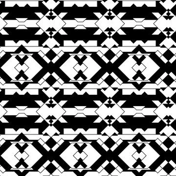 Woven, ethnic seamless pattern, black and white Illustrazione stock