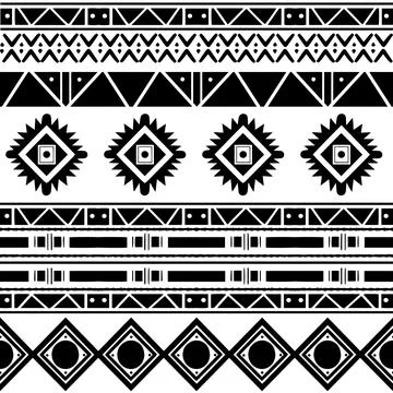 Woven, ethnic seamless pattern, black and white Illustrazione stock