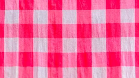 Woven fabrics of fresh pink checkered pattern Stock Photos