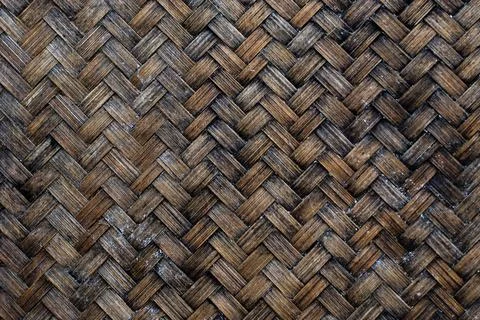 Woven light bamboo mat texture background banner. close up texture of brown.. Stock Photos