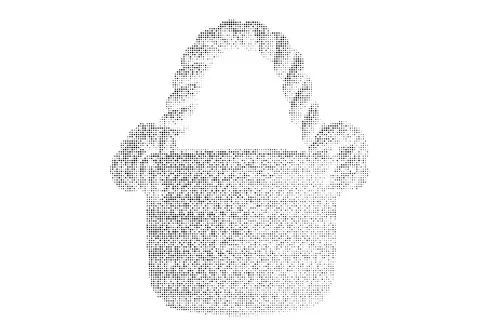 Woven picnic basket illustration using black halftone dot texture for outdo.. Stock Illustration