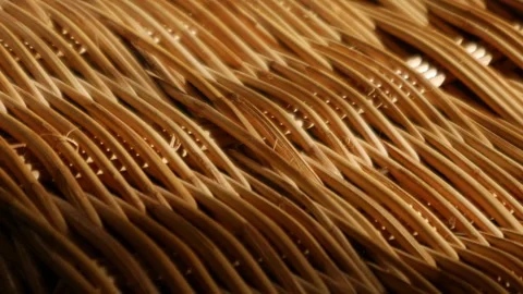 Woven Rattan Wicker Texture with Warm Sunlight Stock Footage 340186494