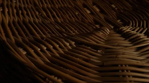 Woven Rattan Wicker Texture with Warm Sunlight Stock Footage 340186496