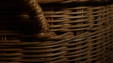 Woven Rattan Wicker Texture with Warm Sunlight Stock Footage 340186504