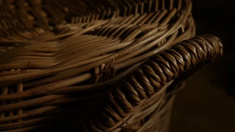 Woven Rattan Wicker Texture with Warm Sunlight Stock Footage 340449915