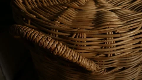Woven Rattan Wicker Texture with Warm Sunlight Stock Footage 340449916