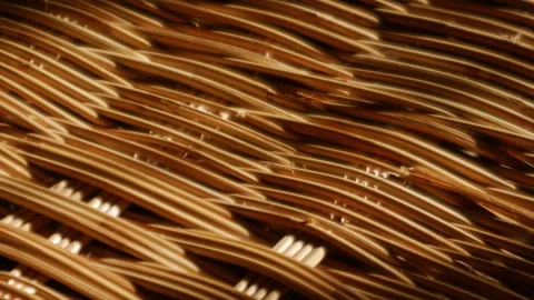 Woven Rattan Wicker Texture with Warm Sunlight Stock Footage 341650789