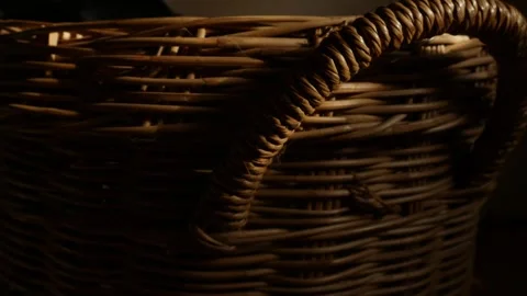 Woven Rattan Wicker Texture with Warm Sunlight Stock Footage 341650814