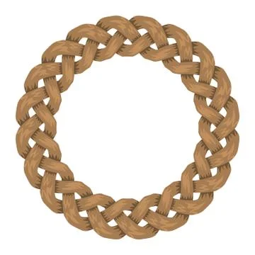 Woven Ropes frame or border with circle shape with copyspace for your design 库存插图
